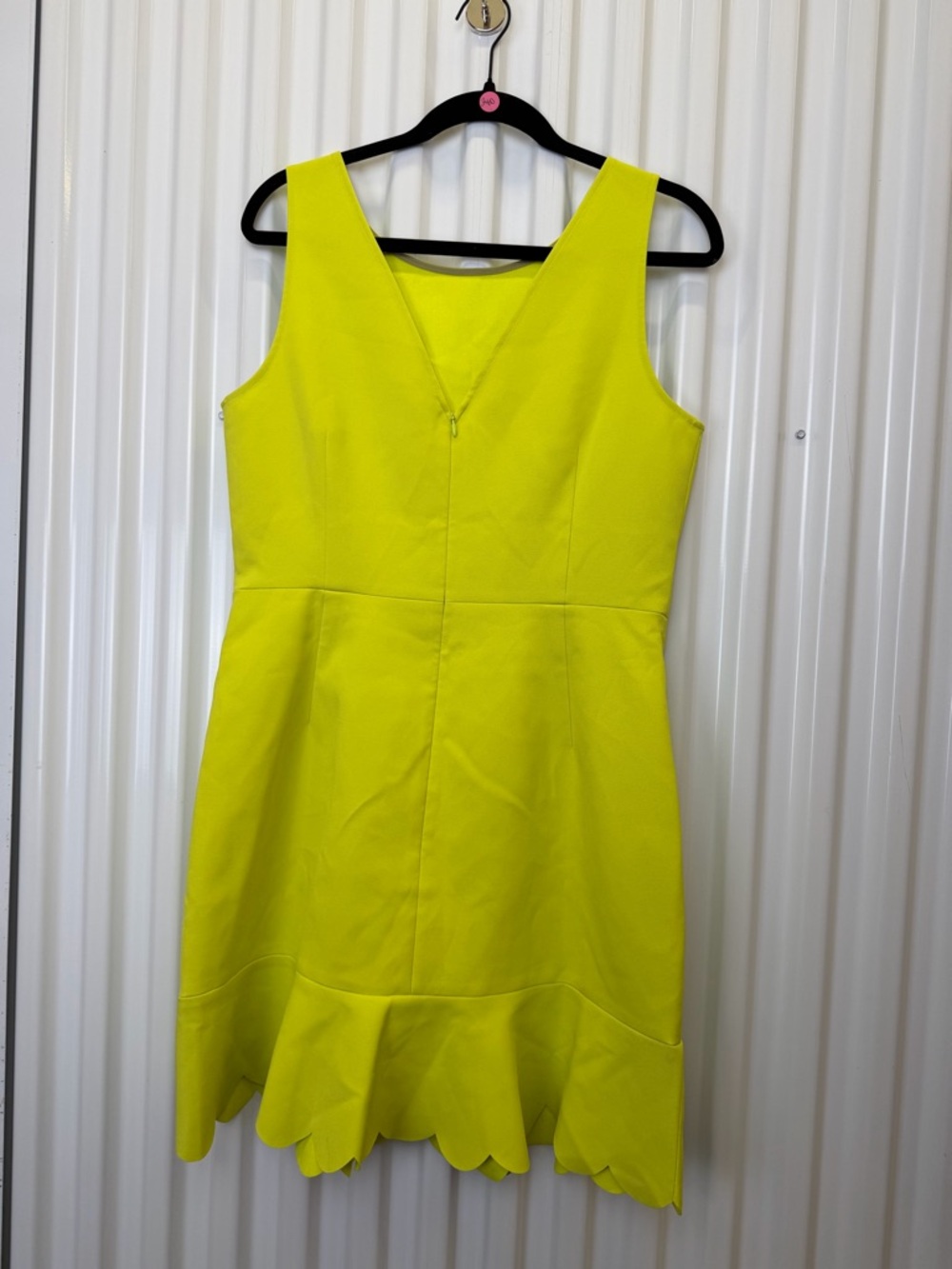 J.Crew Neon Yellow Dress Size 10 Scallop Hem Fit & Flare Sleeveless - Picture 3 of 4